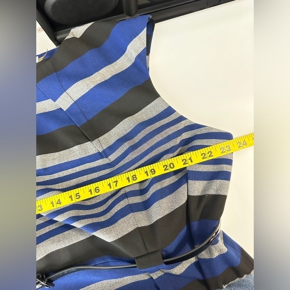 Calvin Klein Women’s Cap Sleeve Striped Belted Sheath Dress Multi Sz 18W - Picture 12 of 13